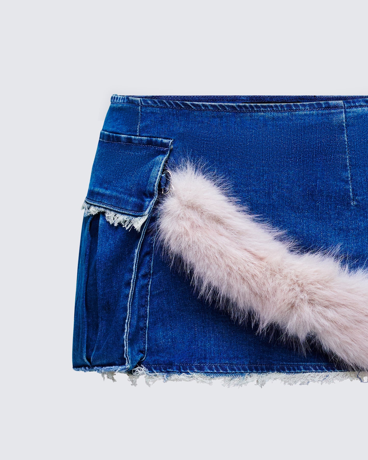Sophelle Distressed Acid Wash Denim Mini Skirt