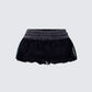 Titan Black Denim Puffball Mini Skirt