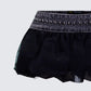 Titan Black Denim Puffball Mini Skirt
