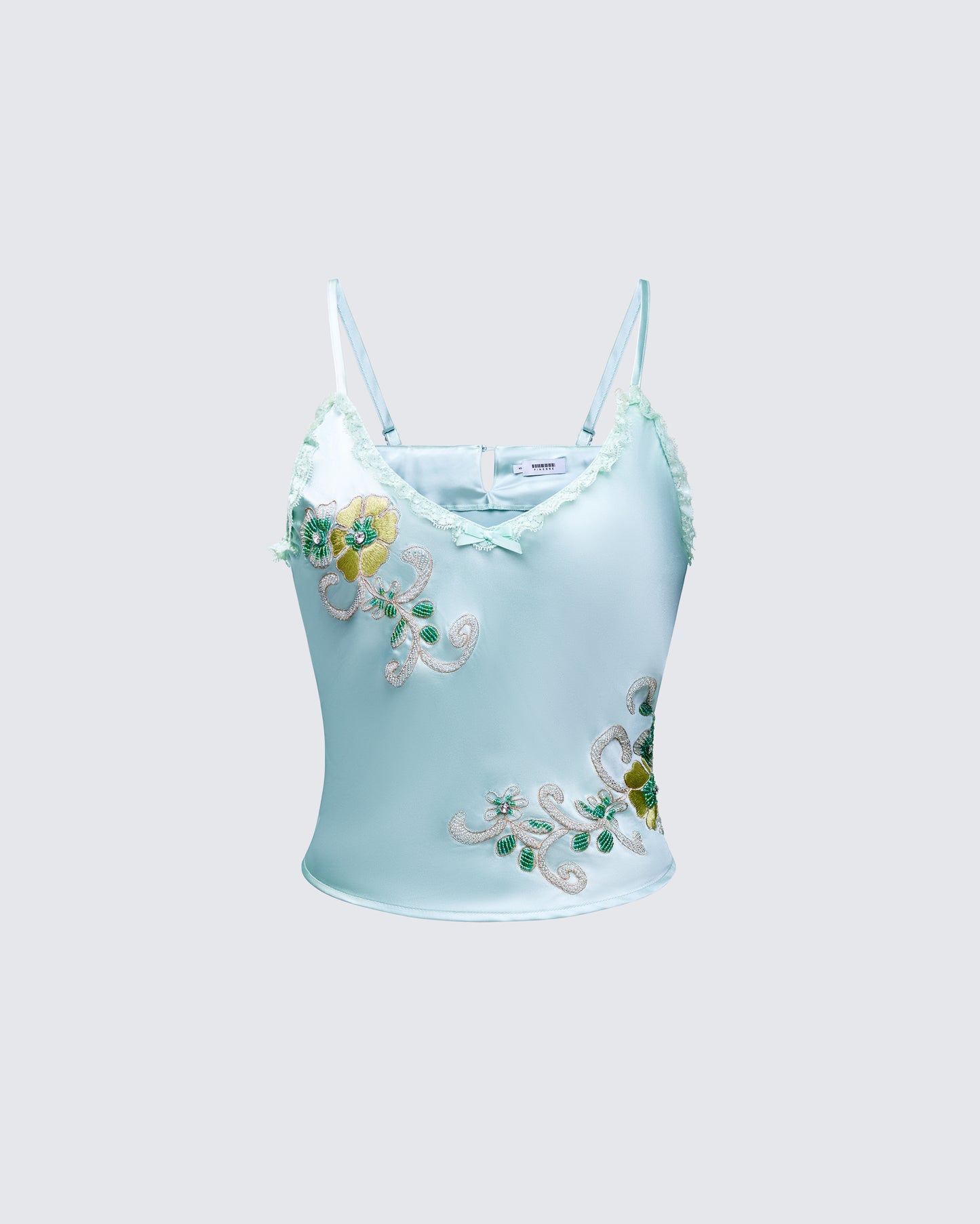 Lila Green Embellished Satin Cami Top