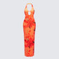 Evana Multi Printed Mesh Maxi Dress