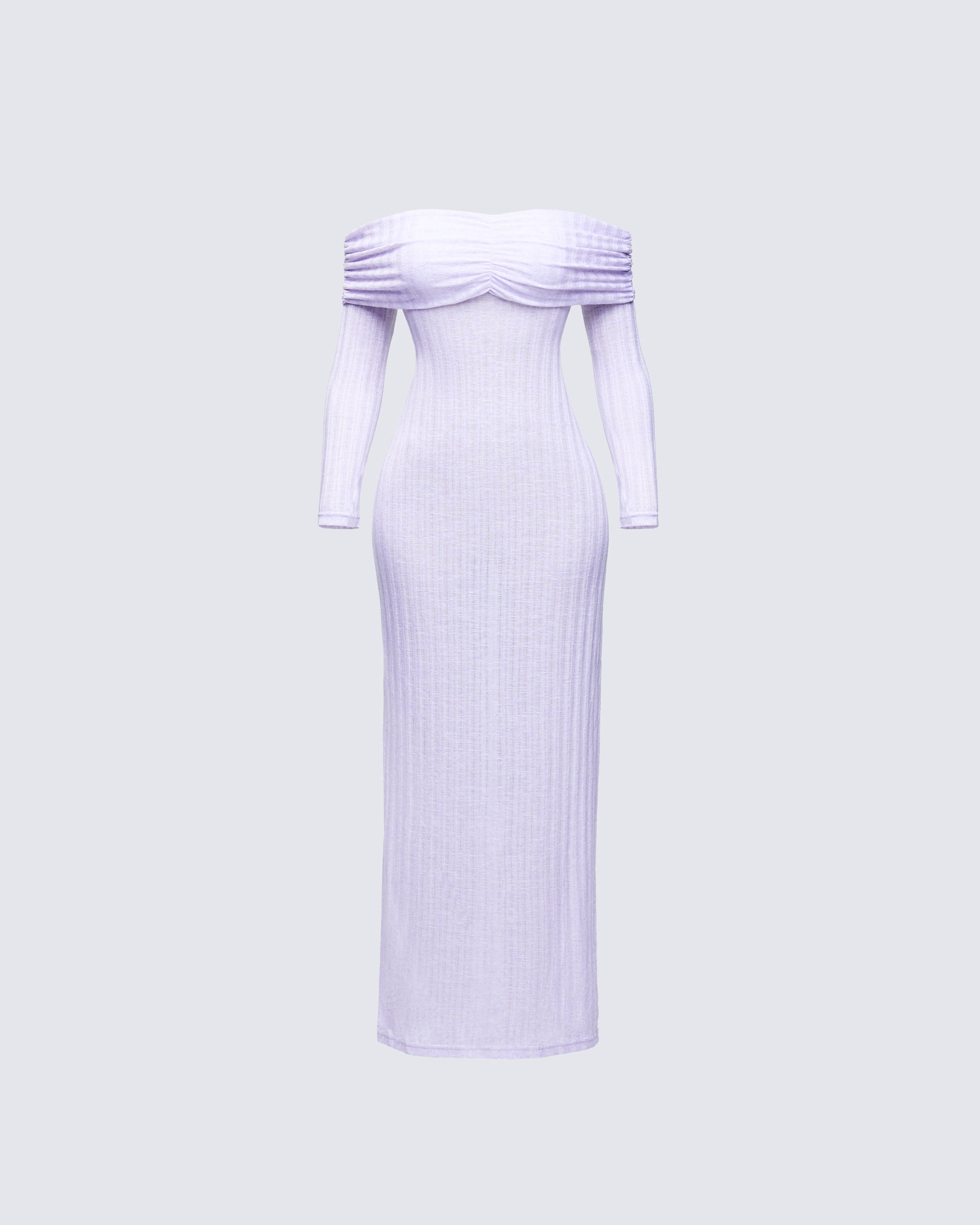 Purple Knit Maxi Dress - Off-Shoulder Ribbed Long Dress FINESSE Purple Knit Maxi Dress - Off-Shoulder Ribbed Long Dress FINESSE