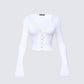 Aurelia White Long Sleeve Mesh Top