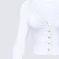 Aurelia White Long Sleeve Mesh Top