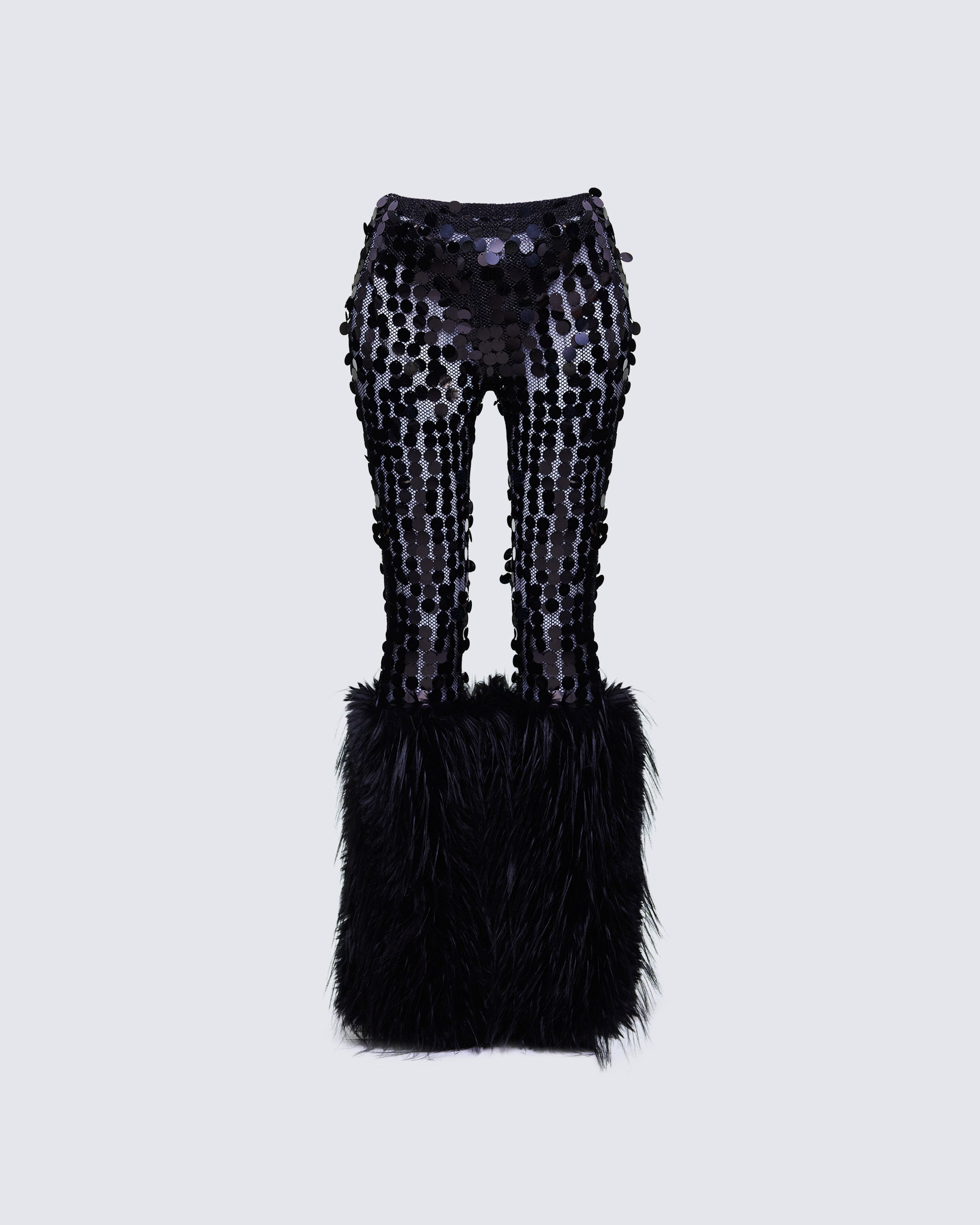 black sequin dress pants Black Sequin High Waist Trousers 8