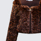 Isola Brown Faux Fur Cropped Jacket