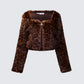 Isola Brown Faux Fur Cropped Jacket