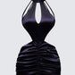 Junia Black Ruched Midi Dress