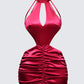 Junia Red Ruched Midi Dress