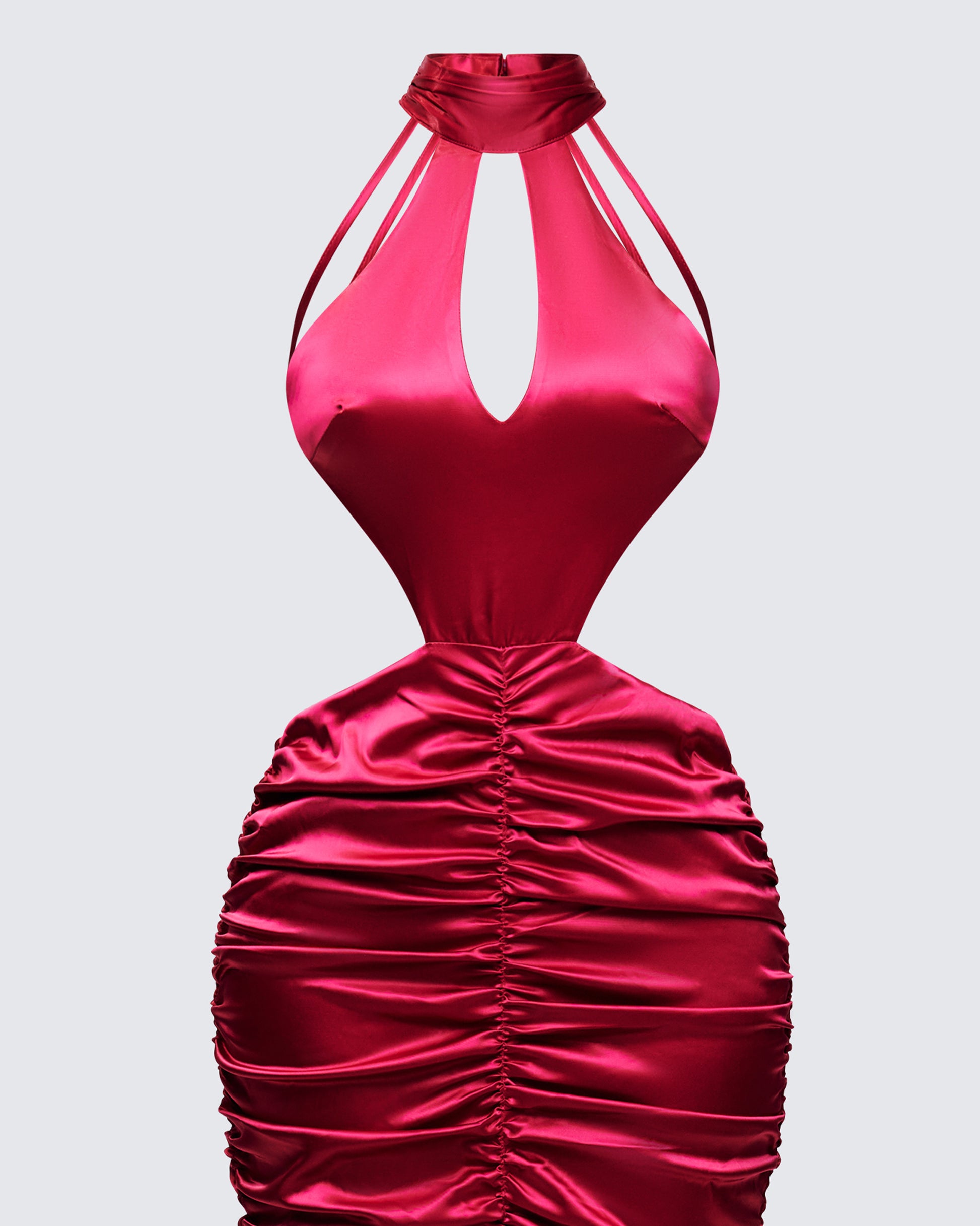 HOT ! Red Satin Dress Red Halter Dress Midi Red Satin Halter Midi Dress Ruched Bodycon Party L HOT ! Red Satin Dress Red Halter Dress Midi Red Satin Halter Midi Dress Ruched Bodycon Party L