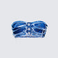 Katria Blue Frayed Denim Bandeau Top