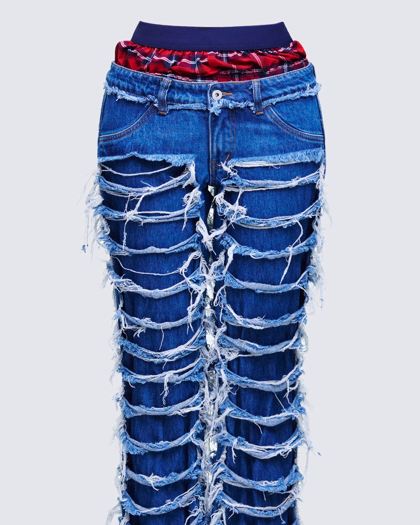 Katria Blue Frayed Denim Boxer Jean