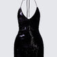 Khadija Black Sequin Pencil Midi Dress