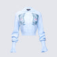 Kitty Blue Printed Cardigan