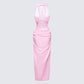 Lenora Pink Lace Detail Maxi Dress