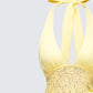 Lenora Yellow Lace Detail Maxi Dress