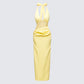 Lenora Yellow Lace Detail Maxi Dress
