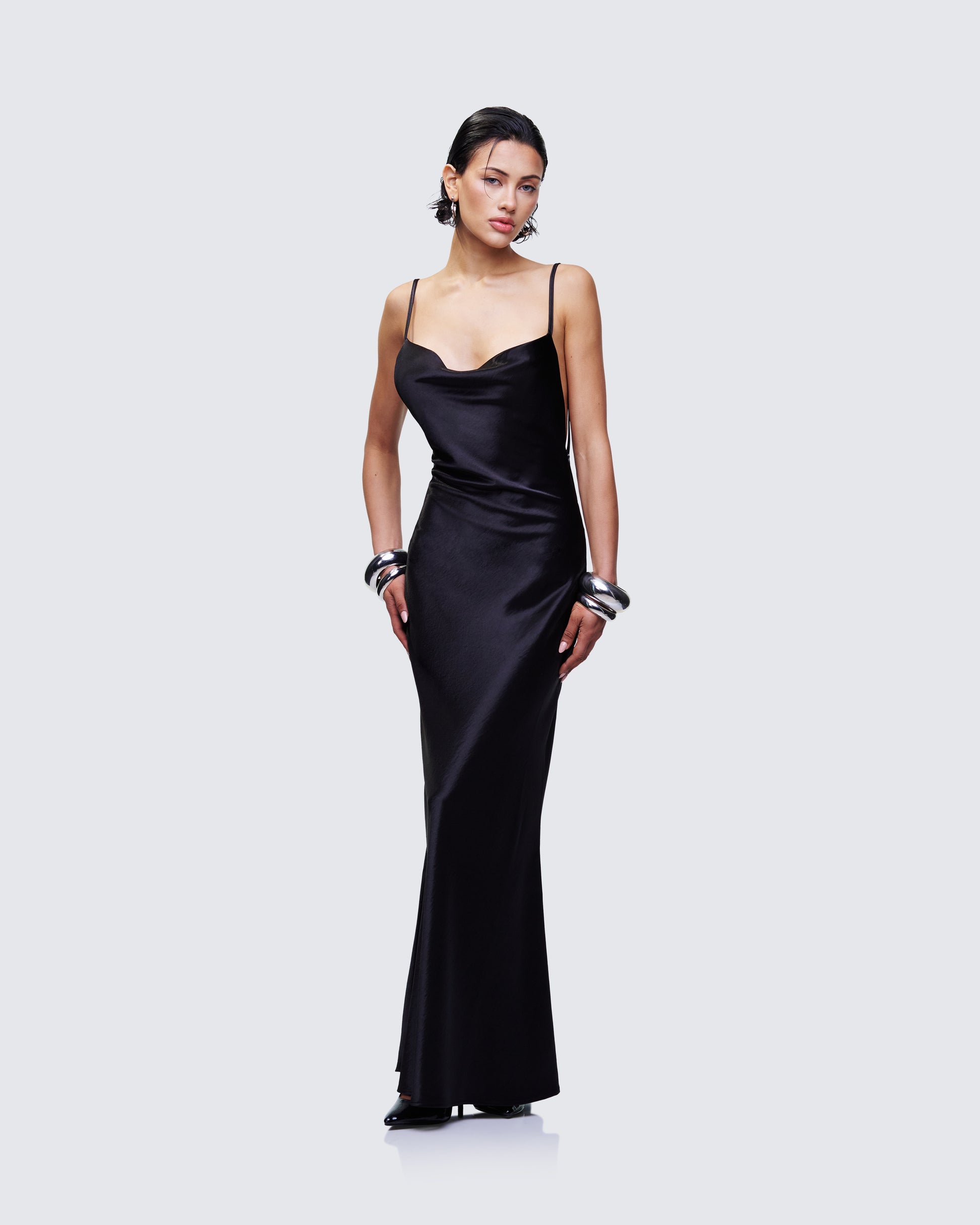 Black Satin Slip Maxi Dress Black Satin Slip Maxi Dress