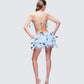 Meadow Blue Feather Backless Mini Dress