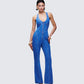Ali Blue Denim Heart Cut Jumpsuit