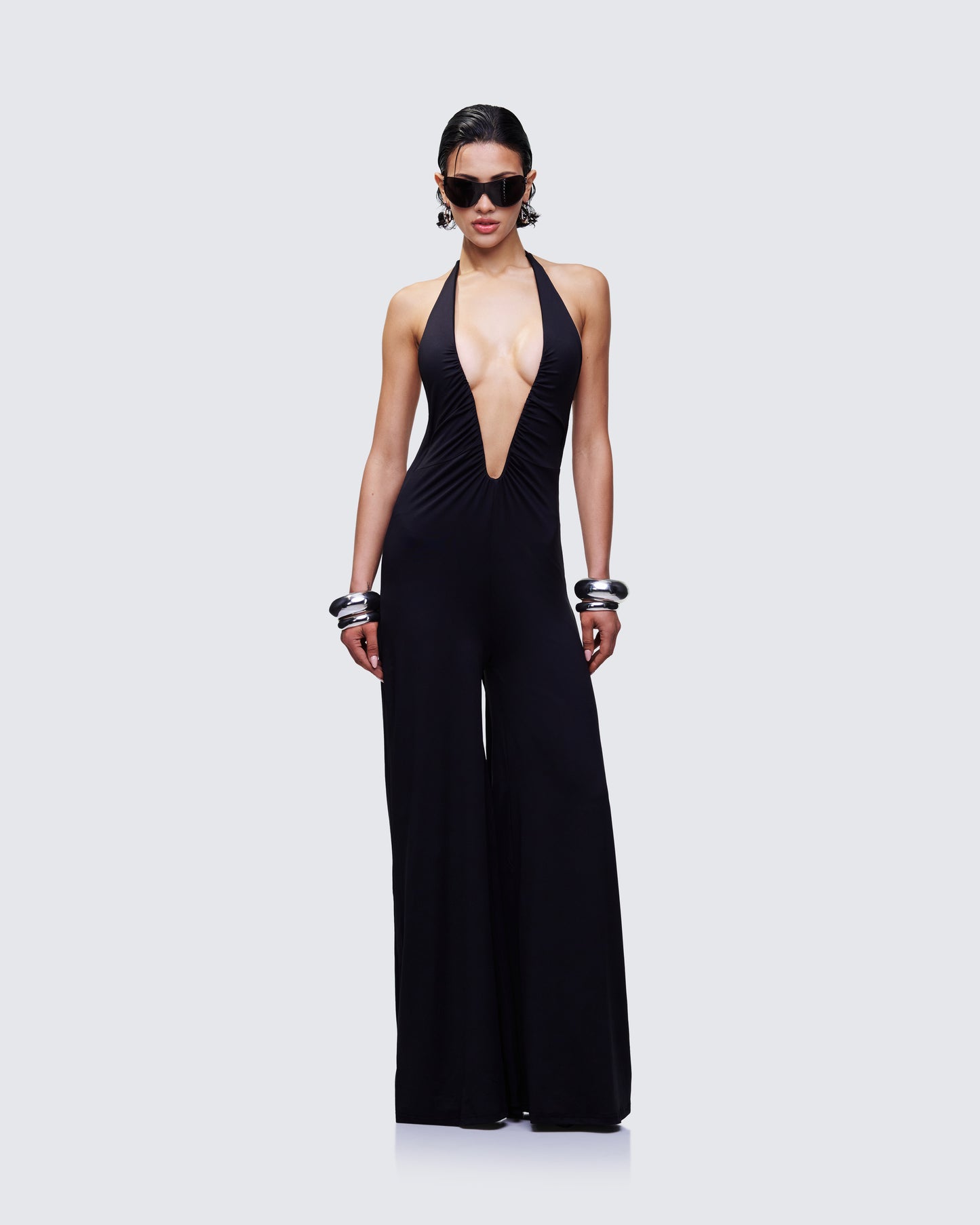 Saoirse Black Plunge Neck Jumpsuit