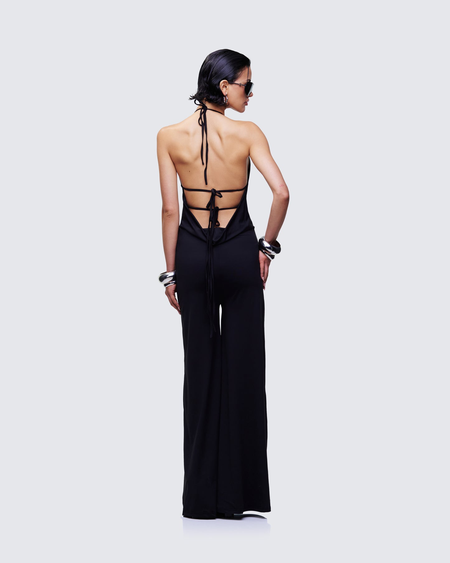 Saoirse Black Plunge Neck Jumpsuit