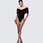 Nina Black Fur Trim Bodysuit