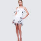 Meadow White Feather Backless Mini Dress