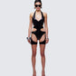 Vivian Black Cut Away Playsuit model front