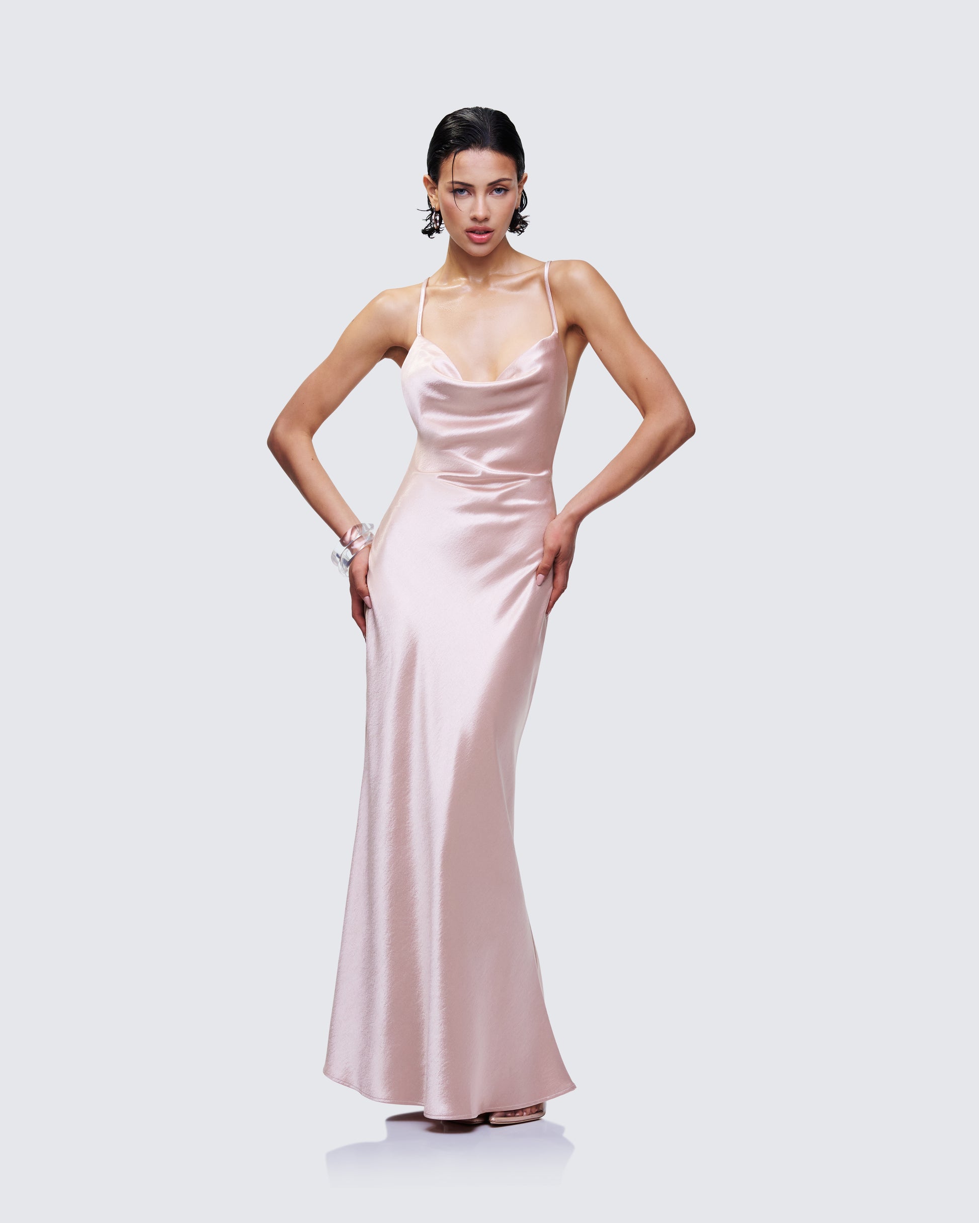 satin slip maxi dresses Tuscany Maxi Slip Dress ~ Champagne Luxe Satin XXL