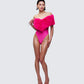 Nina Pink Fur Trim Bodysuit