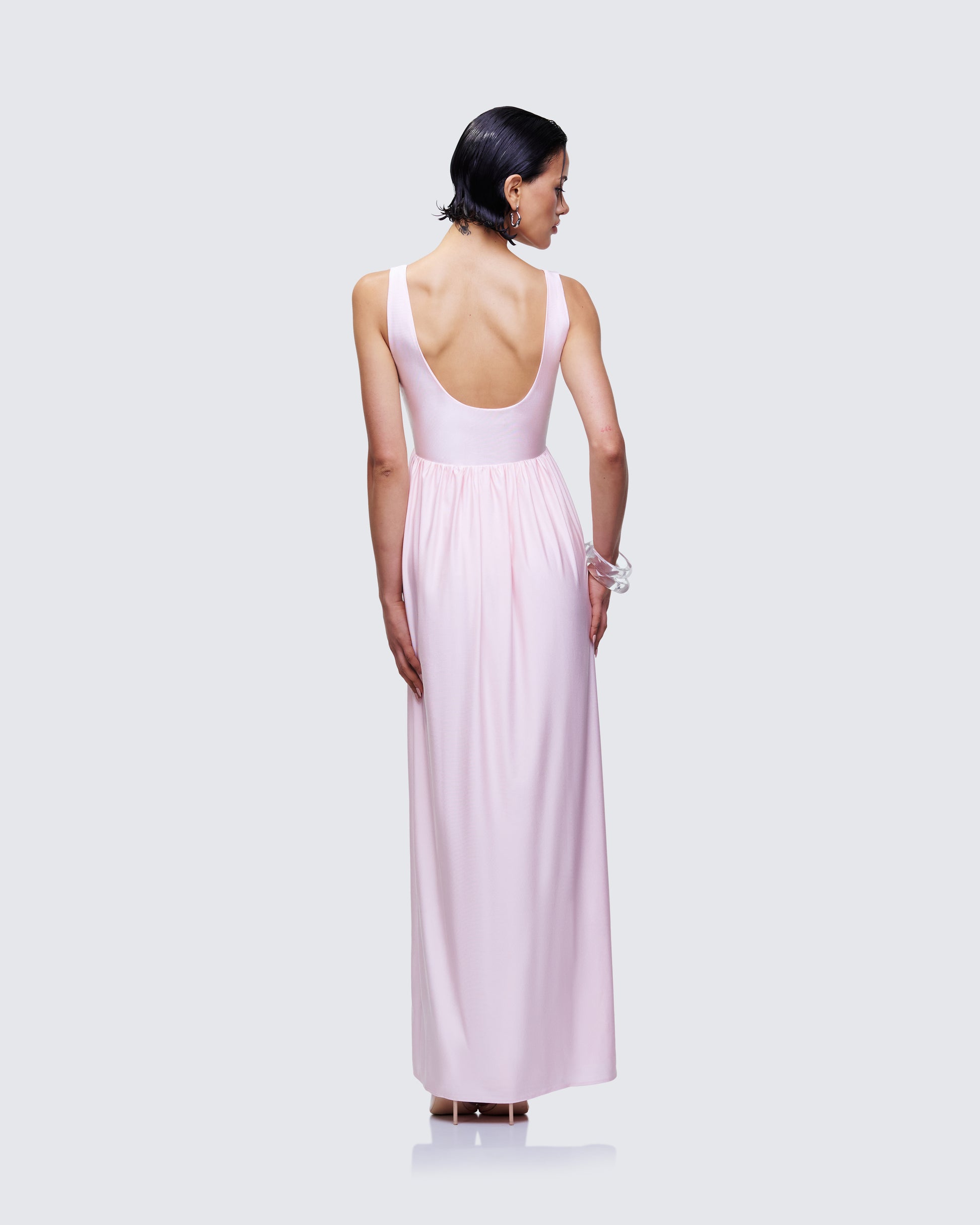 Pink Maxi Dress - Square Neck Empire Waist FINESSE Pink Maxi Dress - Square Neck Empire Waist FINESSE