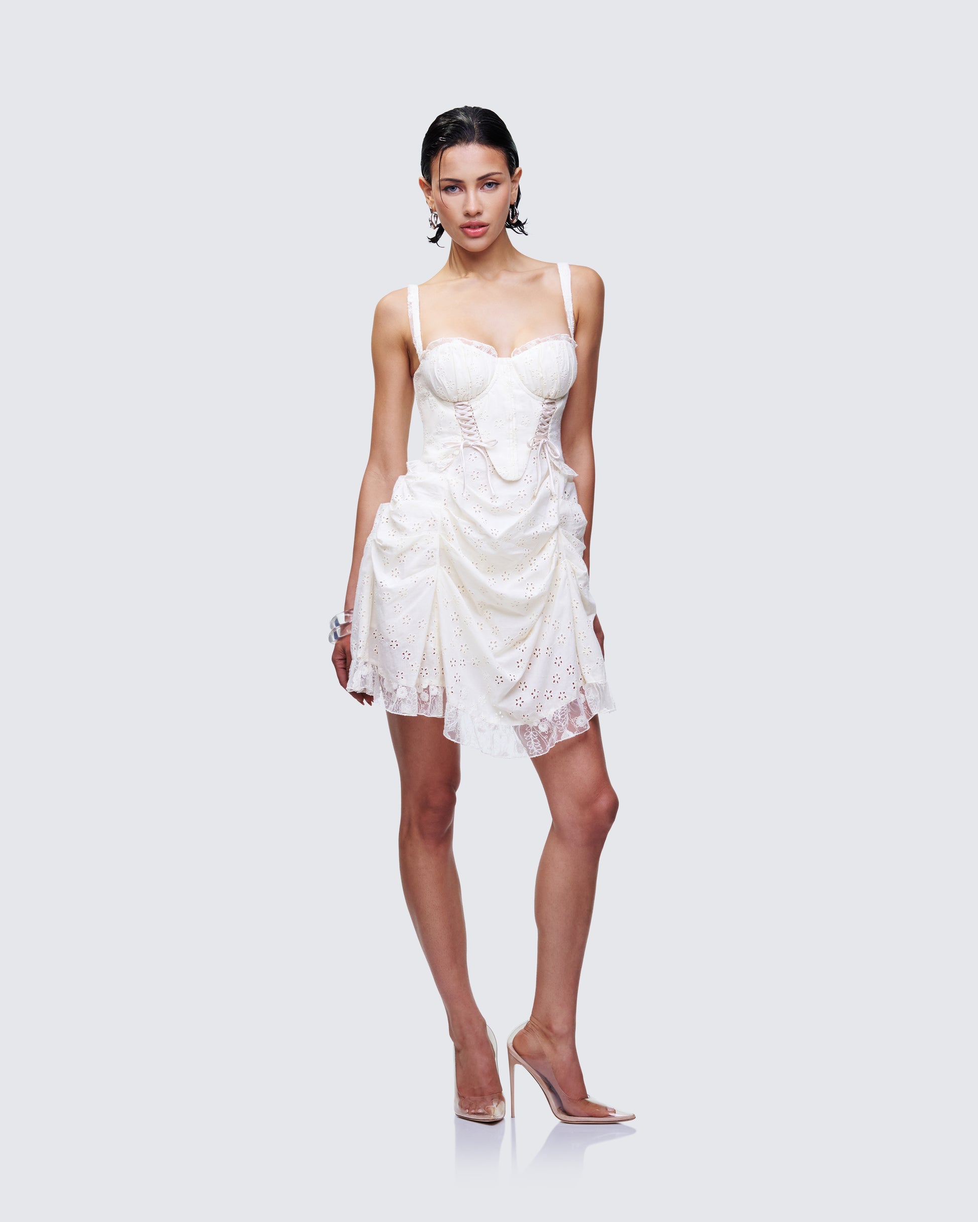 Sallie Ivory Eyelet Corset Mini Dress