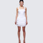Amira Cream Ribbed Ruffle Mini Dress model front