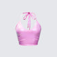 Naijah Pink Metallic Tankini Top