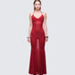 Ash Red Sheer Mesh Maxi Dress model front