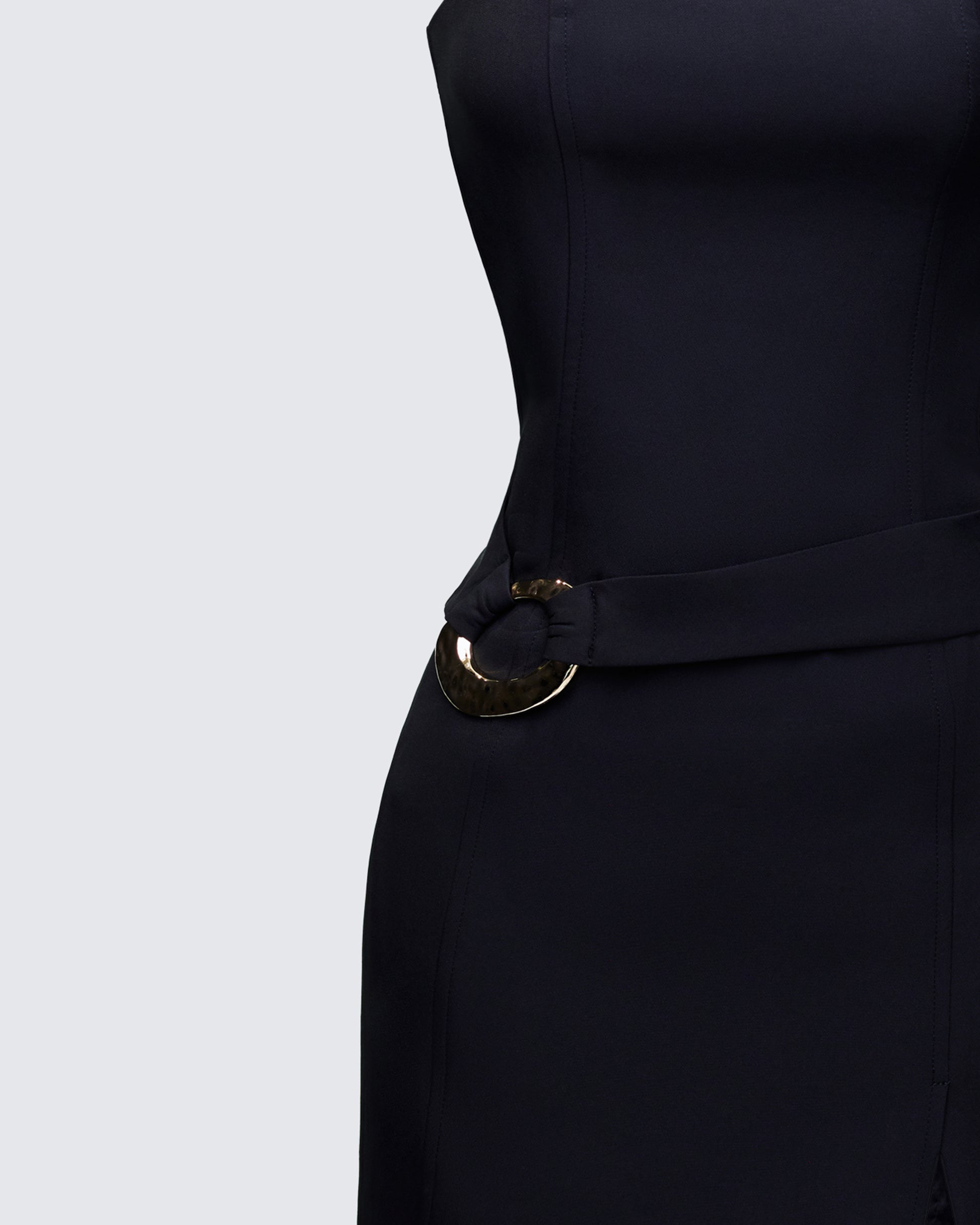 Black Strapless Mini Dress - Belted Bodycon Party Dress FINESSE Black Strapless Mini Dress - Belted Bodycon Party Dress FINESSE