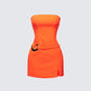 Pamela Orange Belted Dress