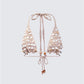 Rosia Stone Crochet Sequin Bikini Top