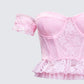 Senara Pink Corset Ruffle Top