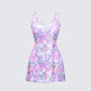 Seraphina Lilac Printed Embellished Mini Dress