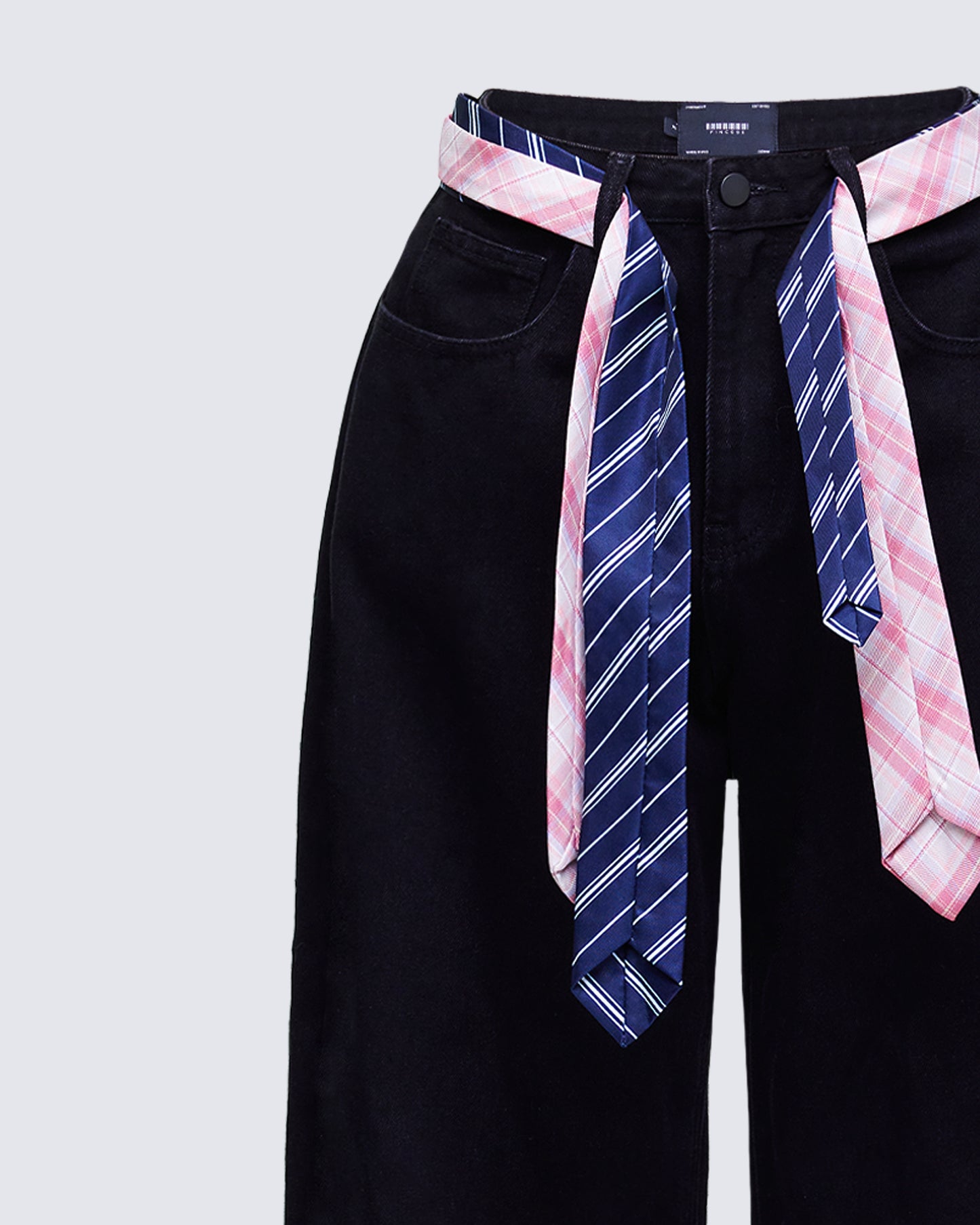 Taliah Black Denim Tie Detail Jeans