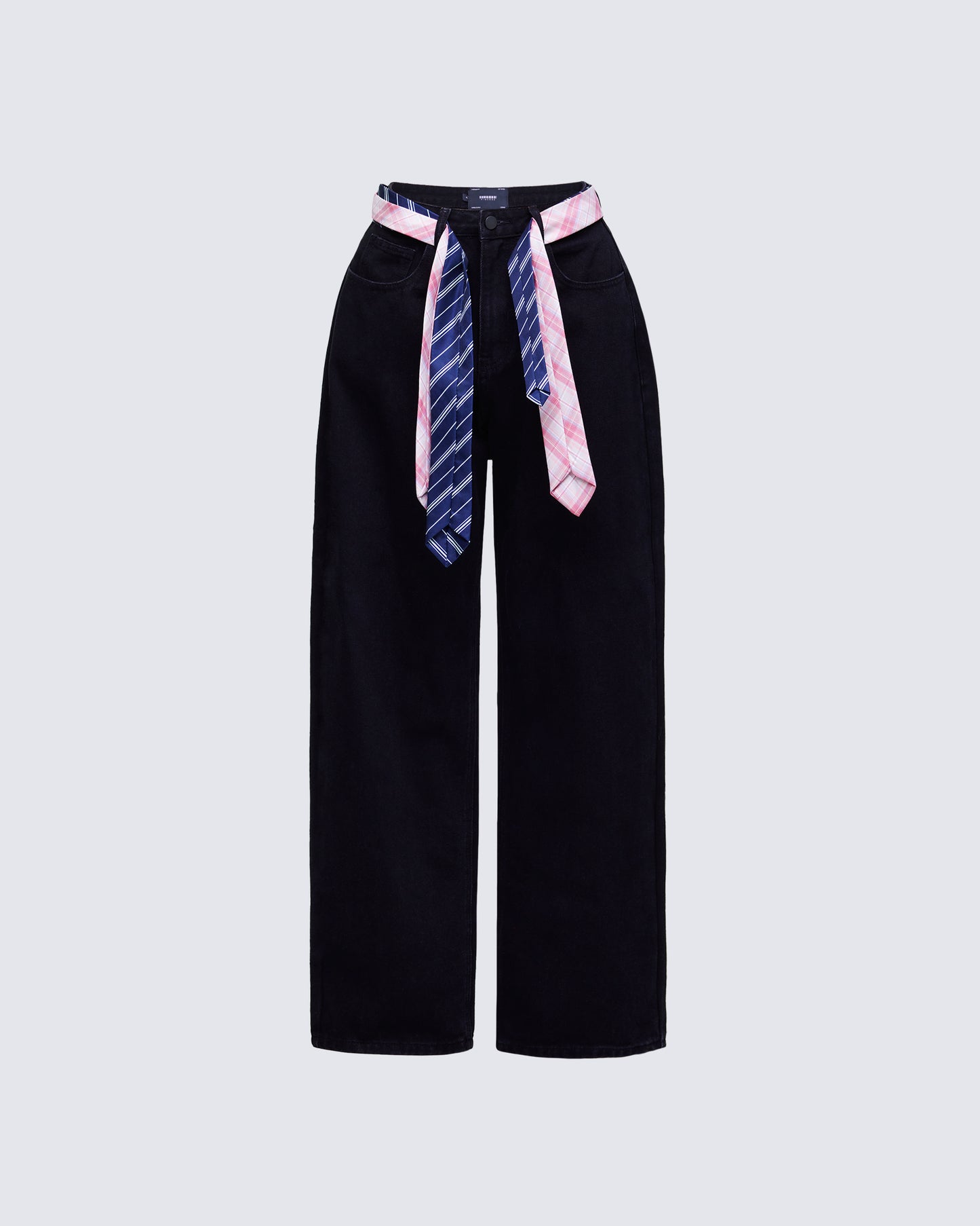 Taliah Black Denim Tie Detail Jeans