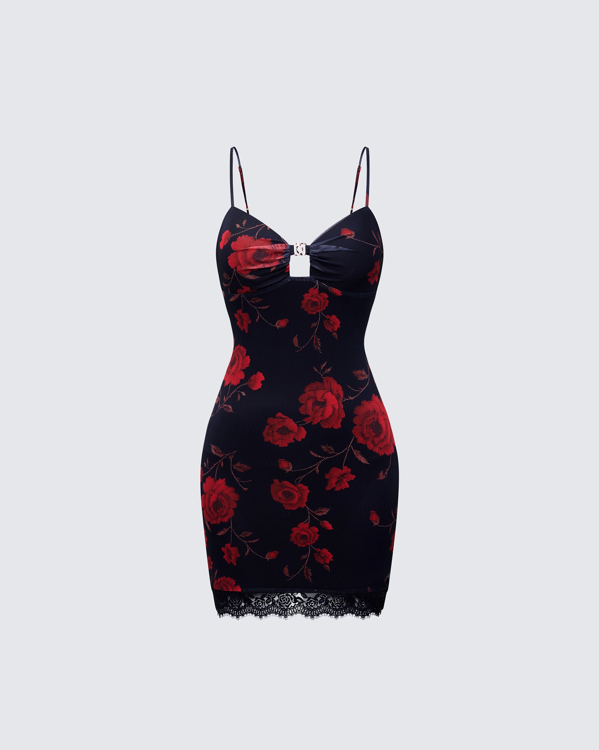 Black Floral Print Mini Dress - Lace Trim Bodycon 1X Black Floral Print Mini Dress - Lace Trim Bodycon 1X