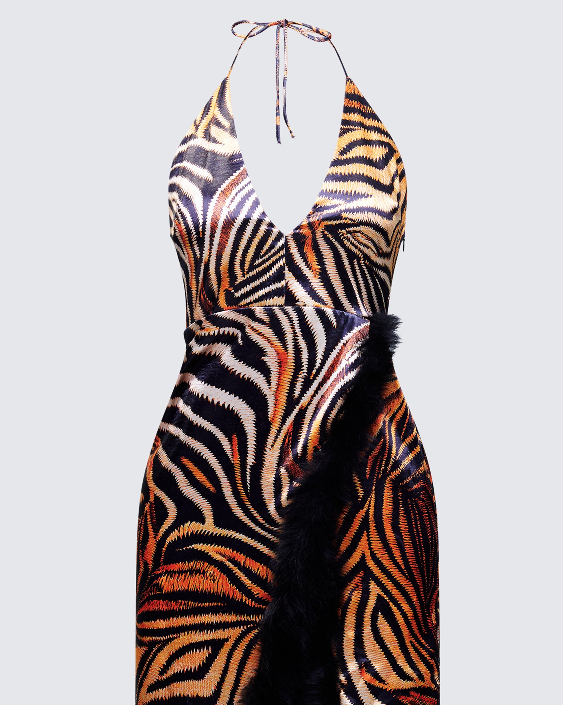 Orange Zebra Print Halter Maxi Dress - Backless Summer L Orange Zebra Print Halter Maxi Dress - Backless Summer L