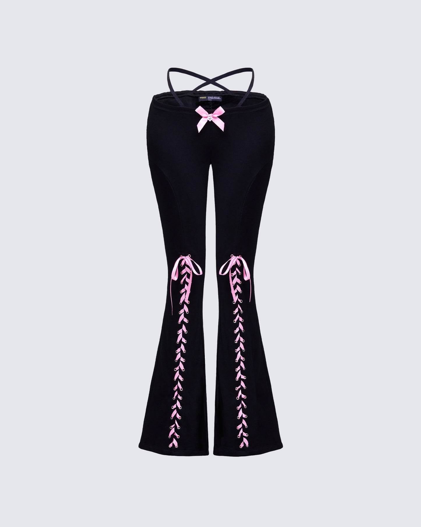 Vashti Black Ribbon Laced Sweatpants