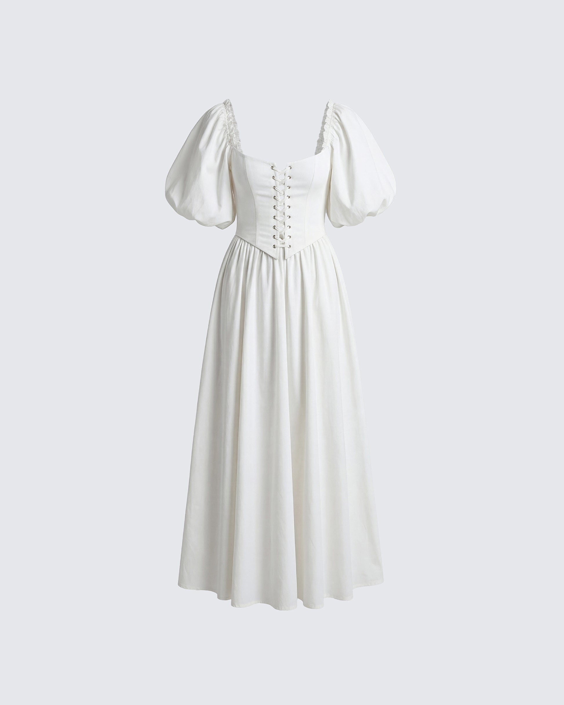 Fioni Ivory Lace Up Cotton Dress product front