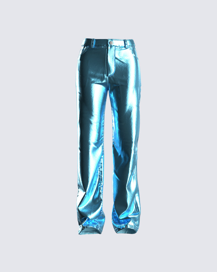 Asta Metallic Blue Trouser Pant