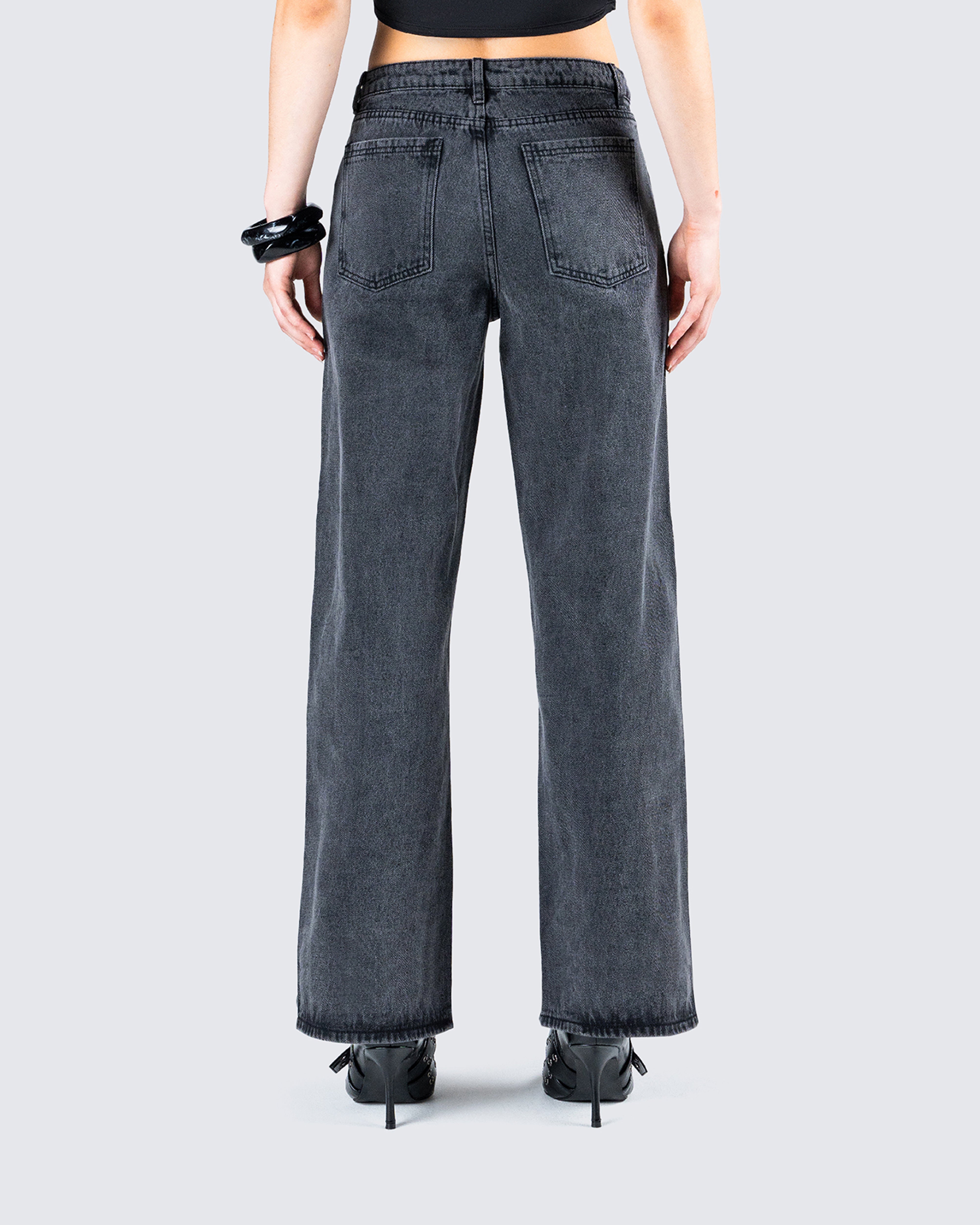 Frieda Grey Denim Wide Leg Jean