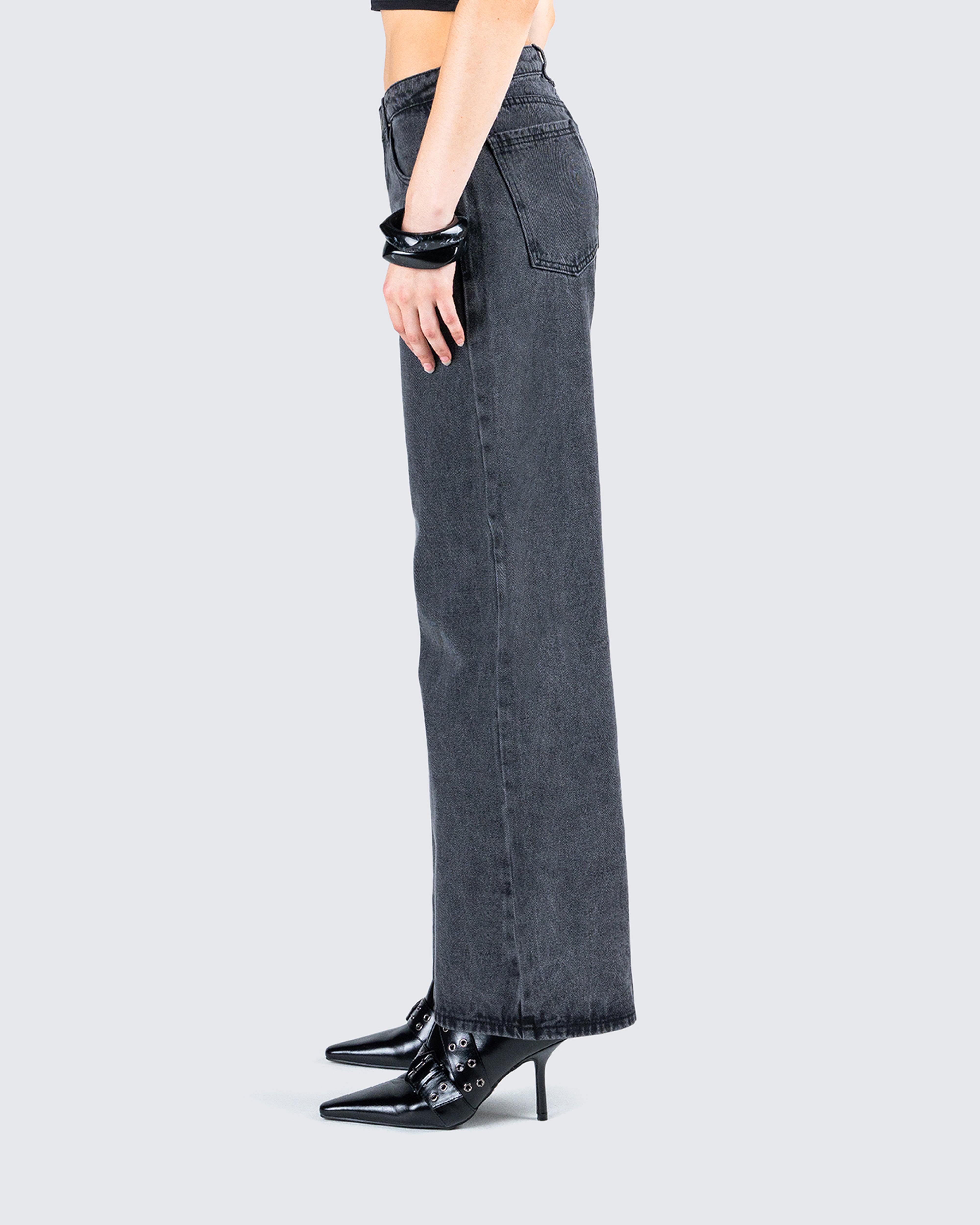 Frieda Grey Denim Wide Leg Jean